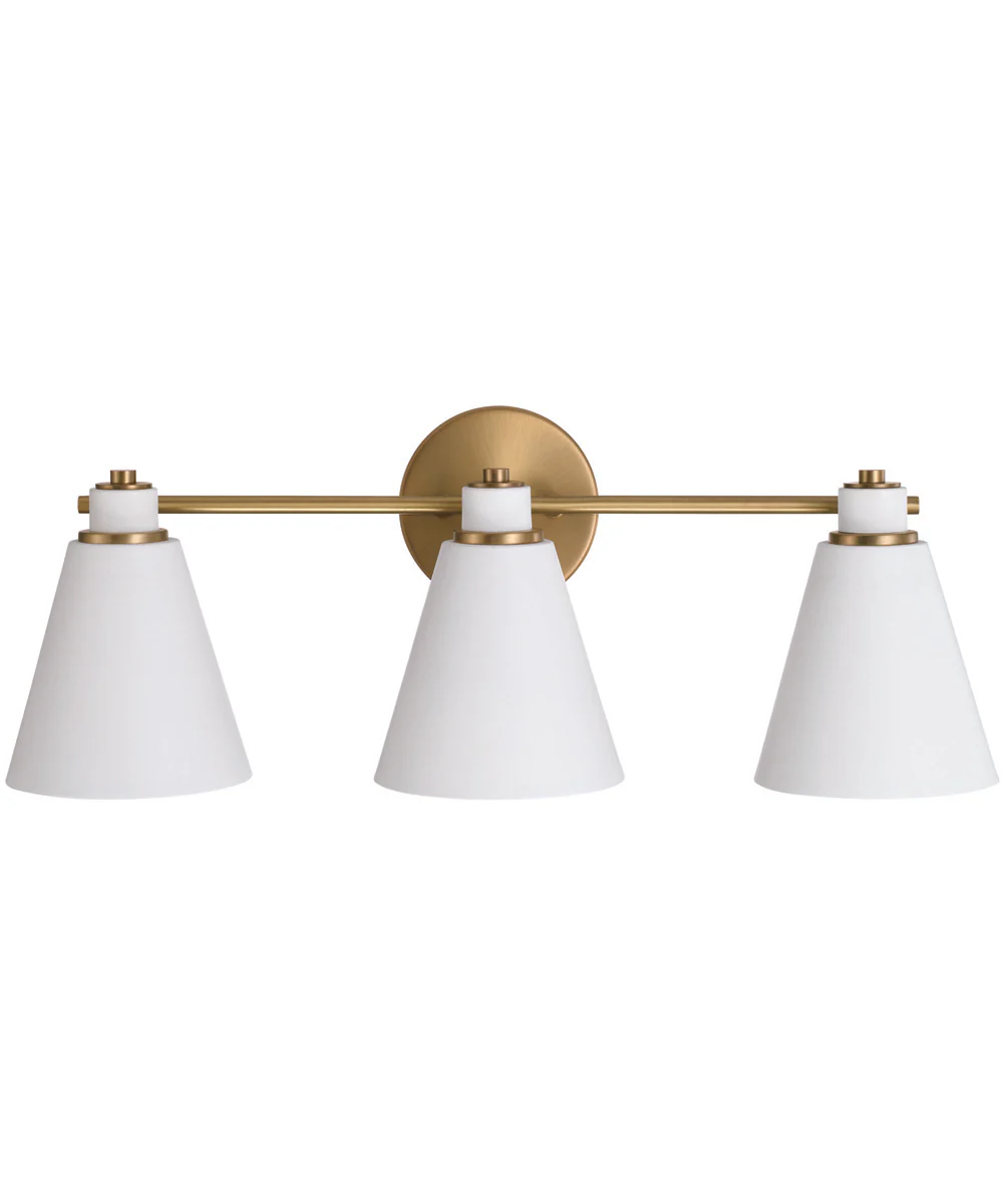 Bradley 3-Light Vanity Aged Brass and White - Image 4