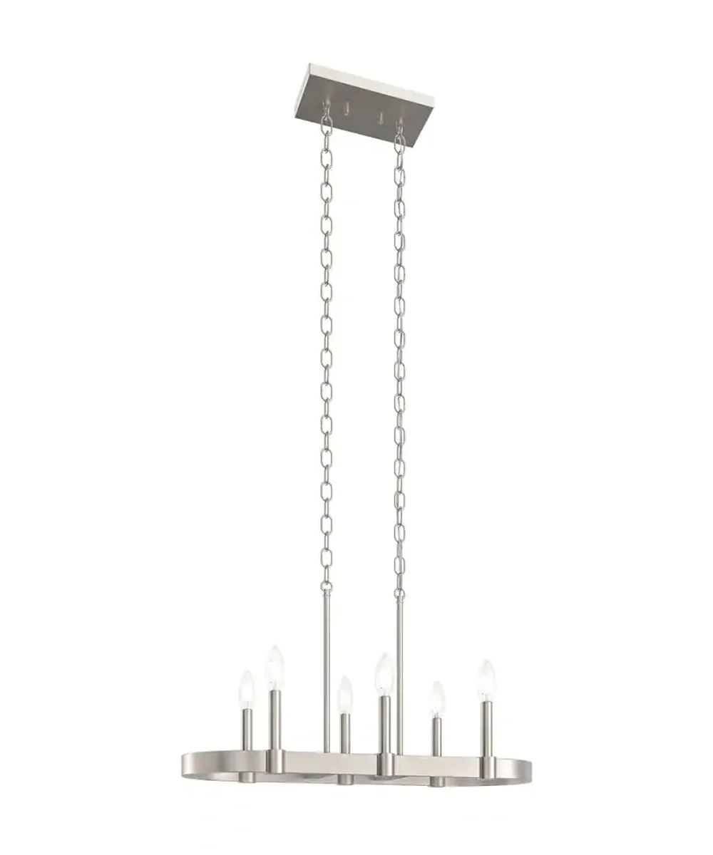 Brene 28"W 6-light Linear Farmhouse Chandelier by Kichler Brushed Nickel Finish - Image 3