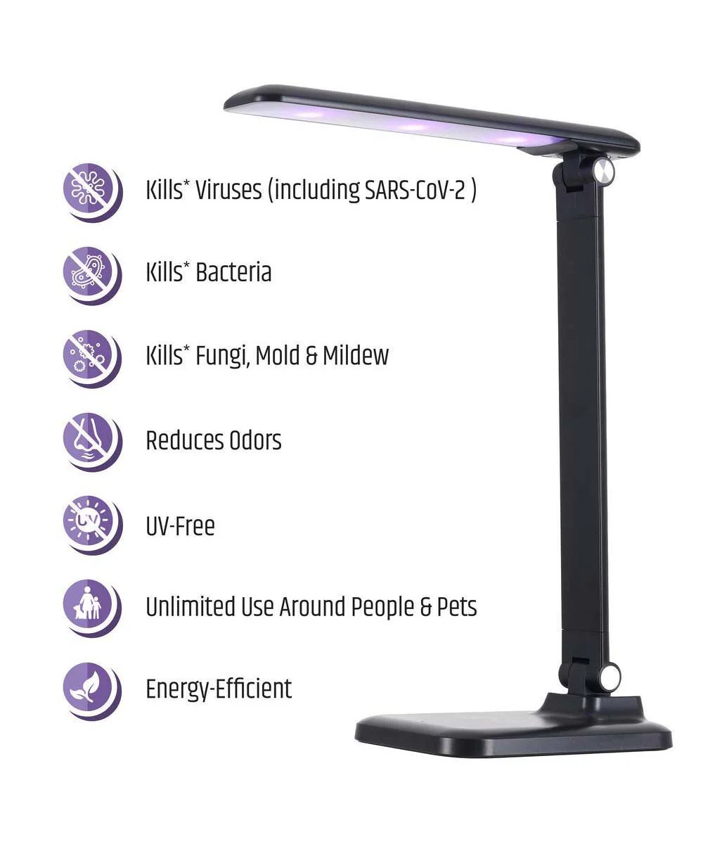 Brilli 15"H Bright-Clean Antimicrobial LED Desk Lamp Matte Black Finish with Wireless Charging - Image 3