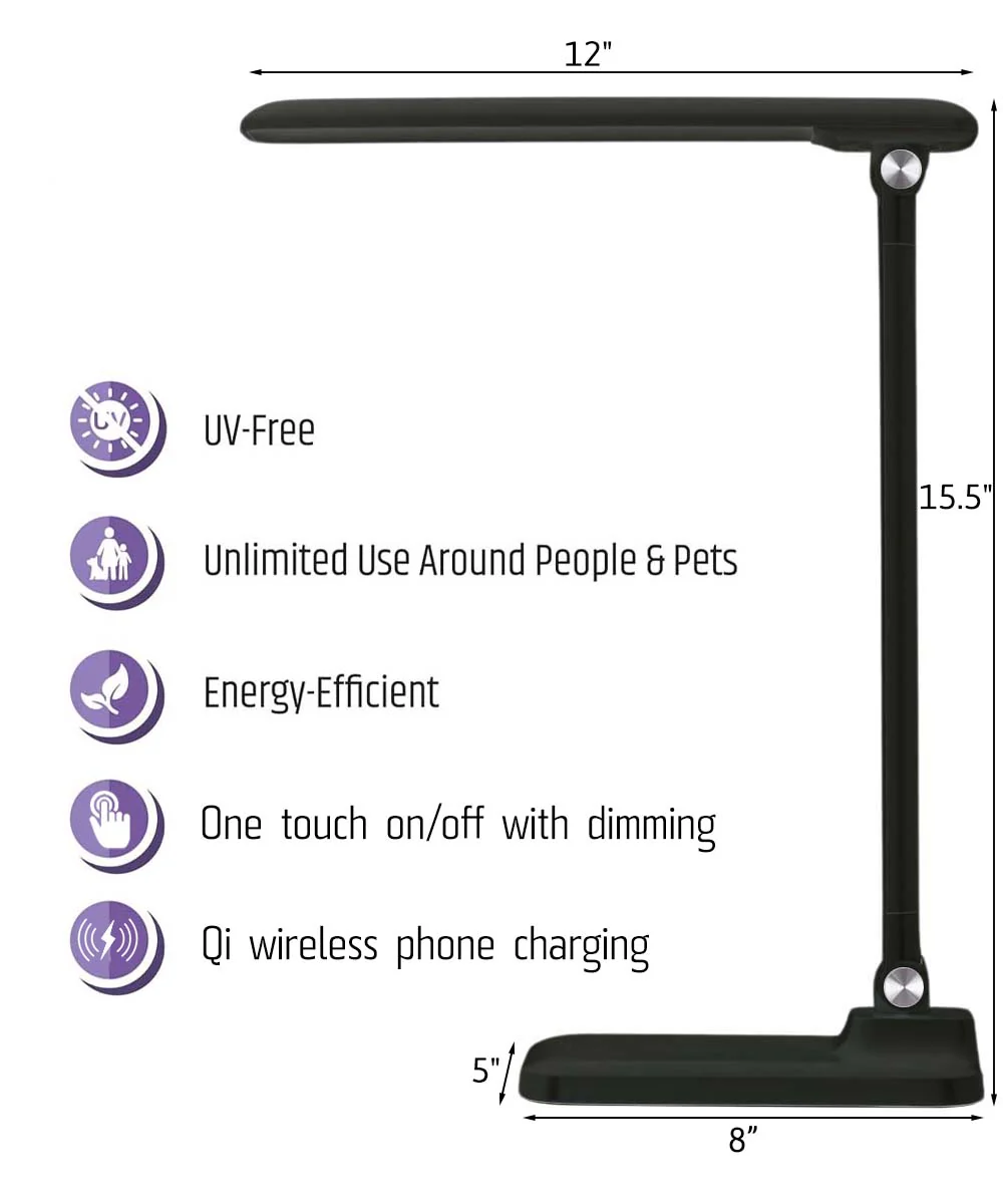 Brilli 15"H LED Desk Lamp (Set of 2) Matte Black Finish with Wireless Charging - Image 3