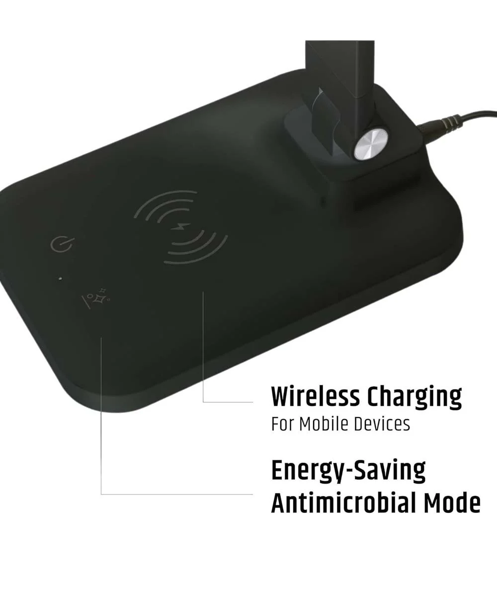 Brilli 15"H LED Desk Lamp (Set of 2) Matte Black Finish with Wireless Charging - Image 4