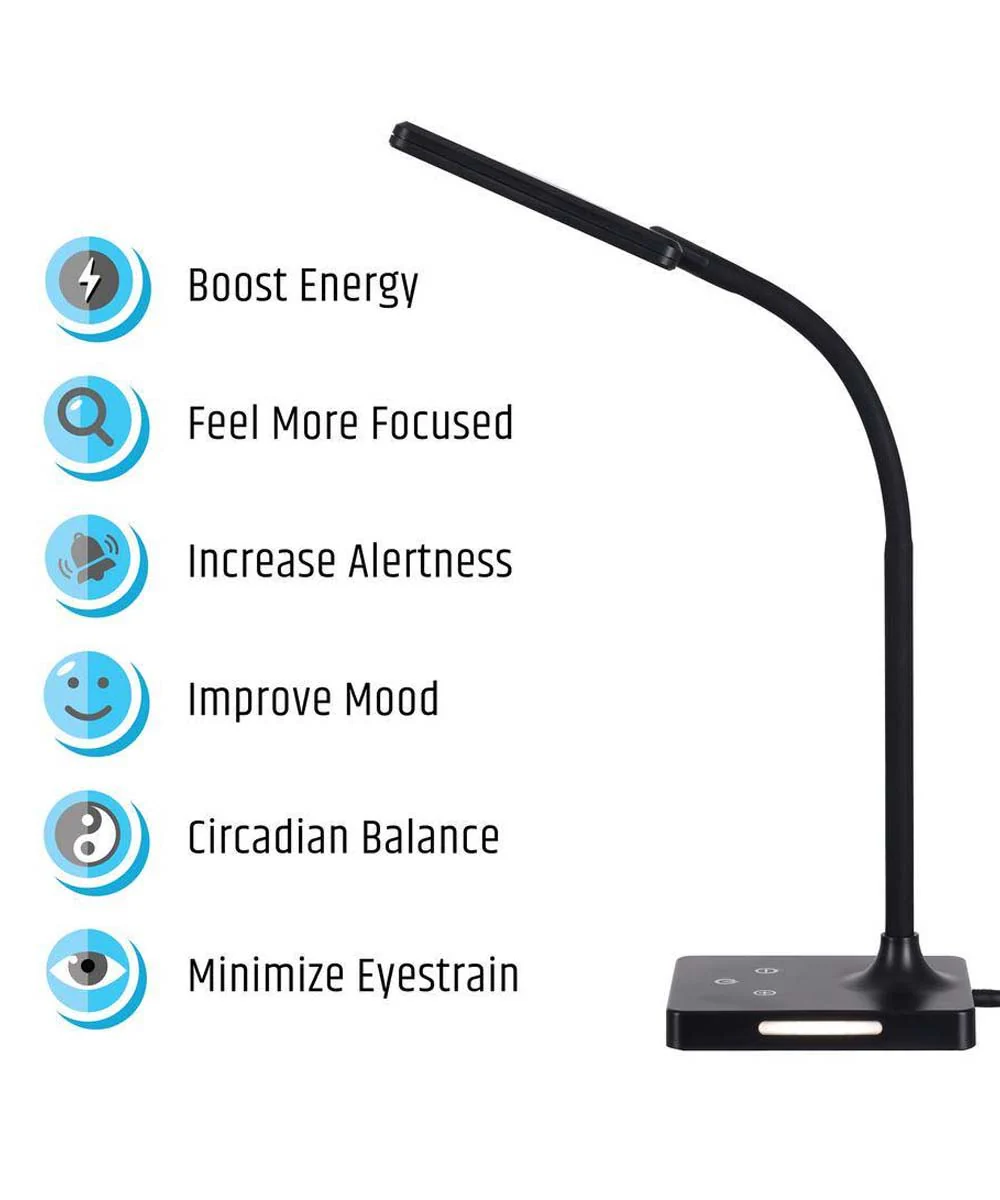 Brilli 21"H Charge Up Circadian LED Desk Lamp (Set of 2), Black Finish with Touch Switch, Night Light on Base - Image 4