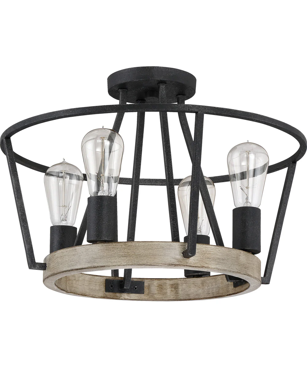 Brockton 4-light Semi Flush Mount Grey Ash - Image 3