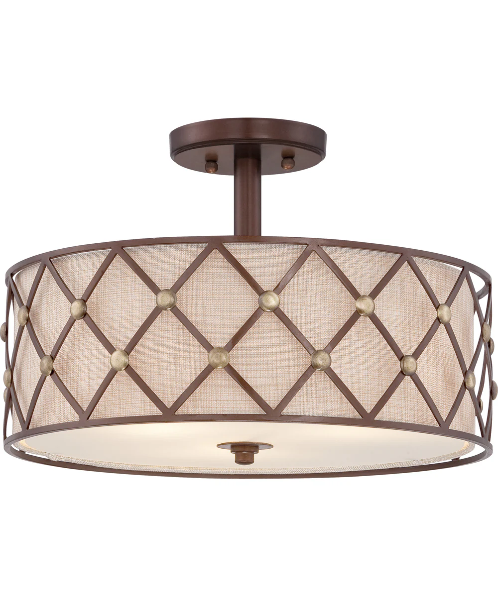 Brown Lattice Large 3-light Semi Flush Mount Copper Canyon - Image 2