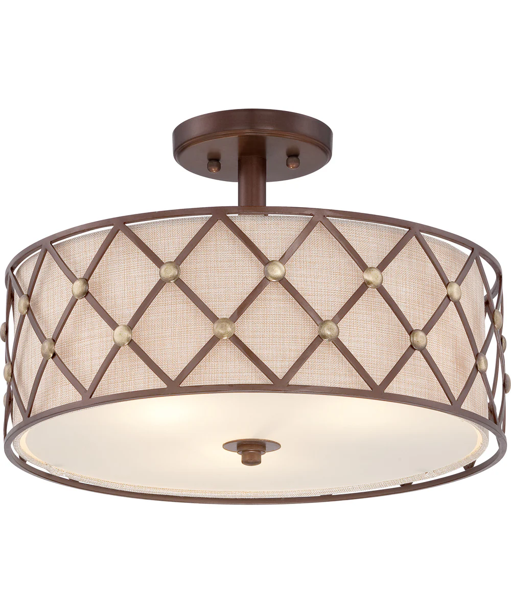 Brown Lattice Large 3-light Semi Flush Mount Copper Canyon - Image 4