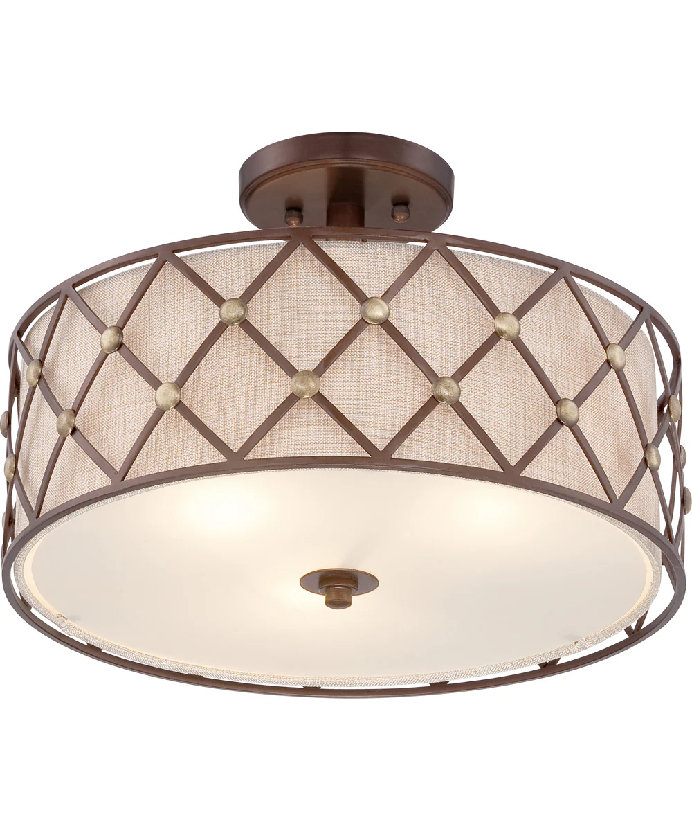Brown Lattice Large 3-light Semi Flush Mount Copper Canyon - Image 5