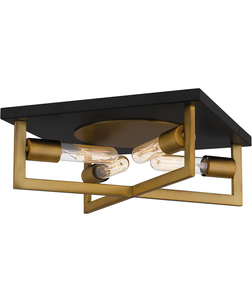 Brunson 4-light Flush Mount Aged Brass