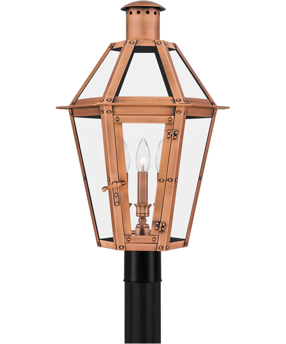 Burdett Large 3-light Outdoor Post Light Aged Copper - Image 2