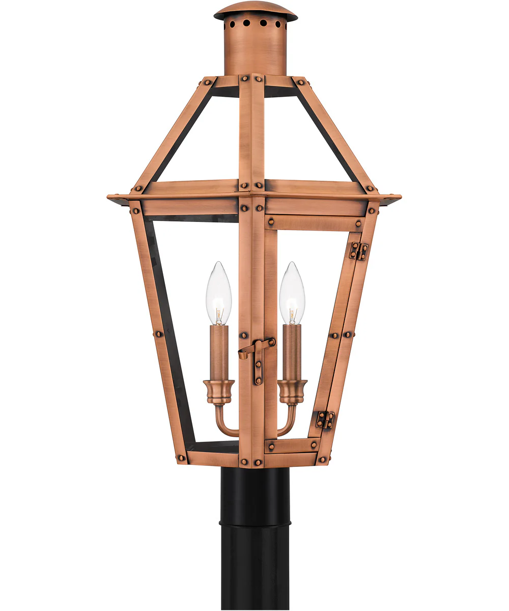 Burdett Large 3-light Outdoor Post Light Aged Copper - Image 4