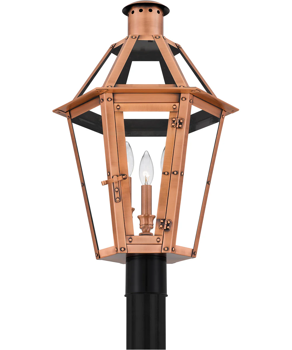 Burdett Large 3-light Outdoor Post Light Aged Copper - Image 5