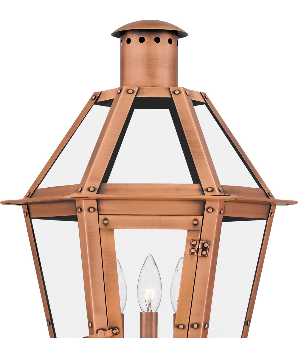 Burdett Large 3-light Outdoor Post Light Aged Copper - Image 6