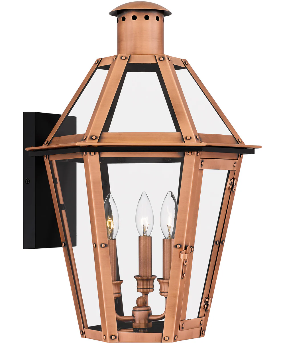 Burdett Large 3-light Outdoor Wall Light Aged Copper - Image 2