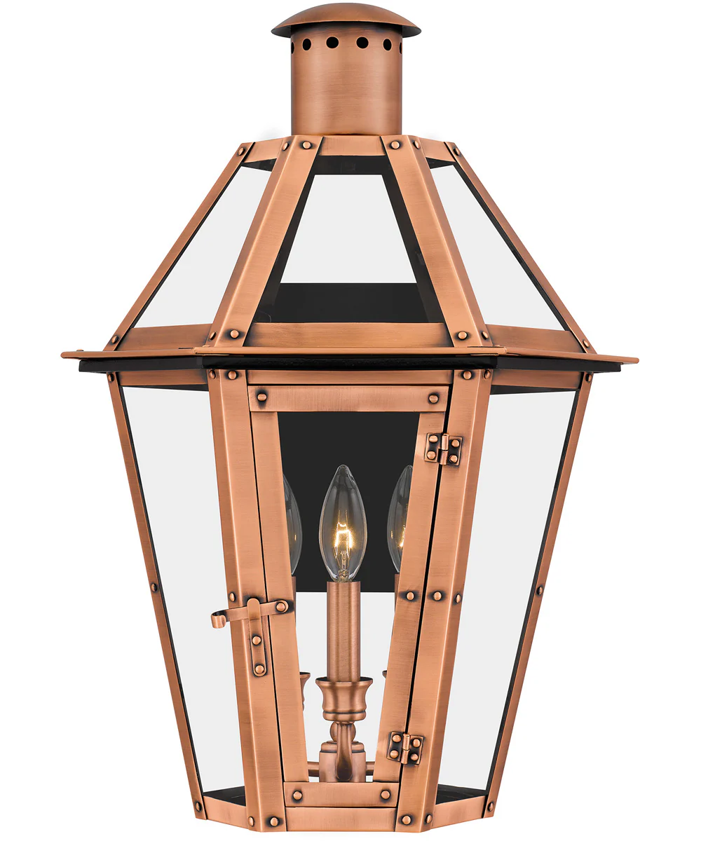 Burdett Large 3-light Outdoor Wall Light Aged Copper - Image 4