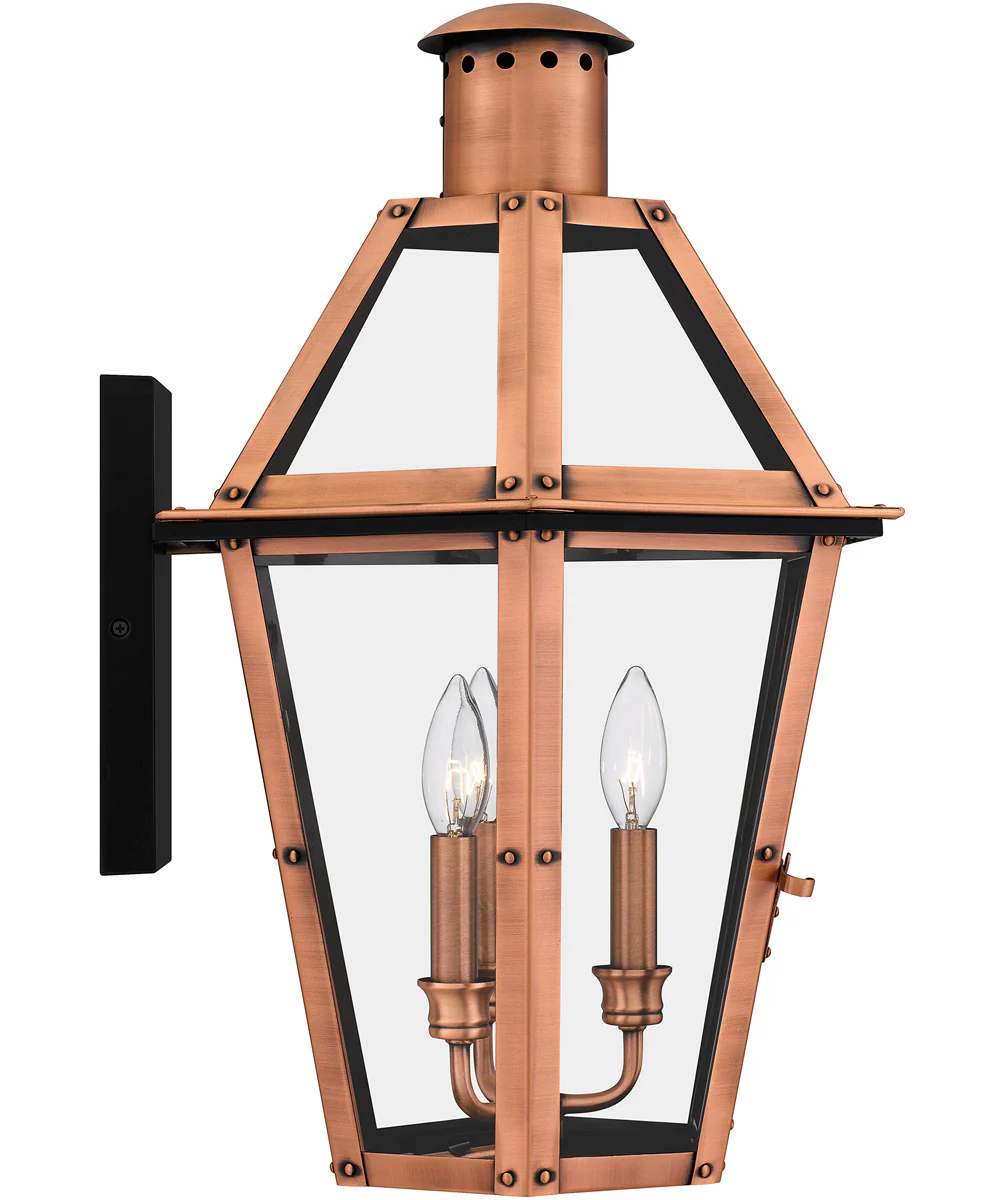 Burdett Large 3-light Outdoor Wall Light Aged Copper - Image 5