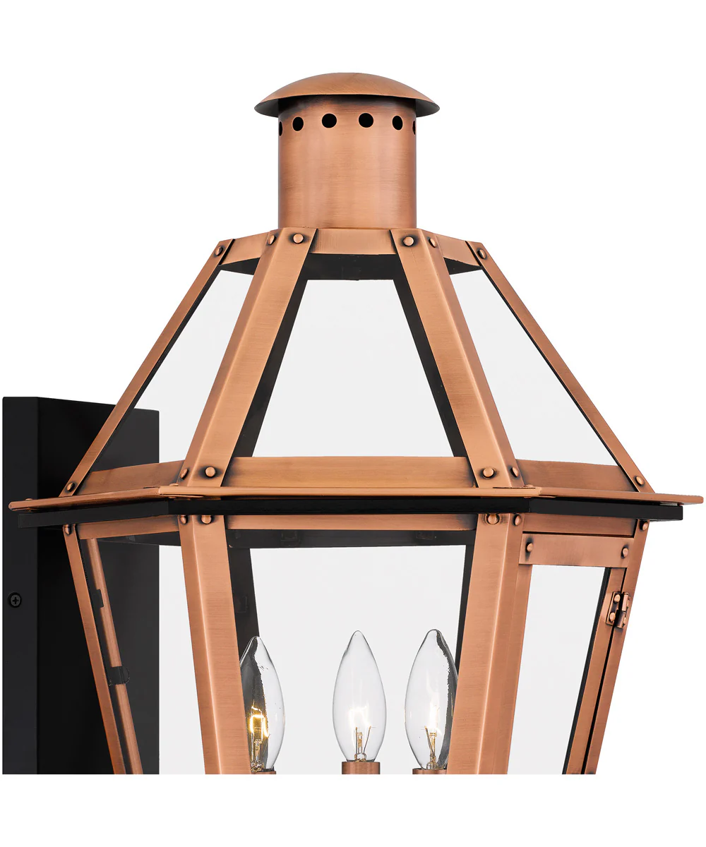 Burdett Large 3-light Outdoor Wall Light Aged Copper - Image 6
