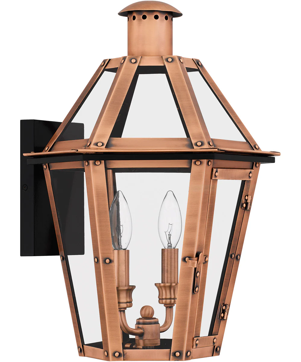 Burdett Medium 2-light Outdoor Wall Light Aged Copper - Image 3