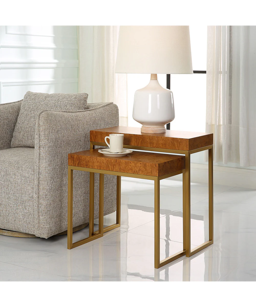 Burl-esque Wooden Nesting Tables, Set of 2 - Image 2