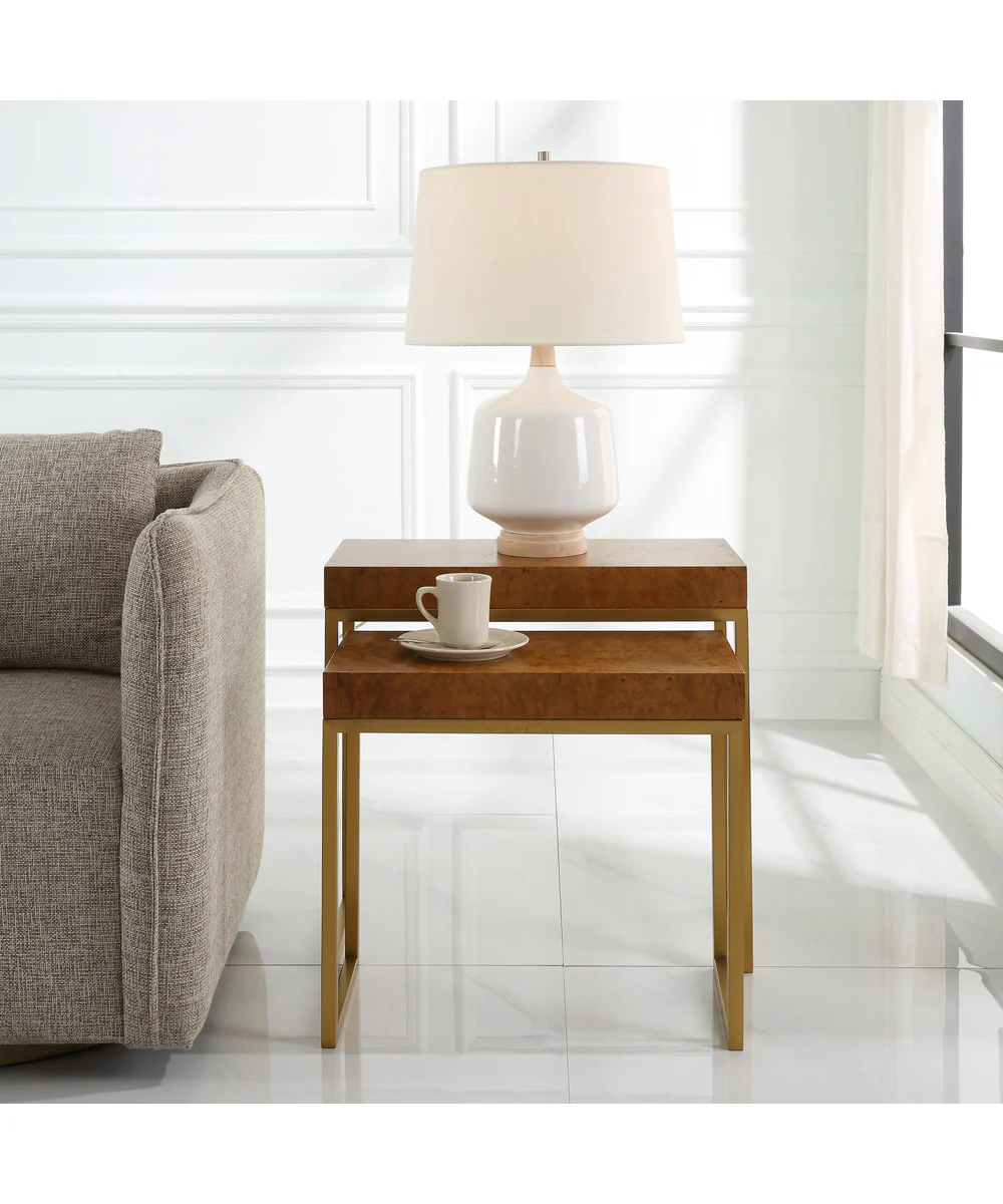 Burl-esque Wooden Nesting Tables, Set of 2 - Image 3