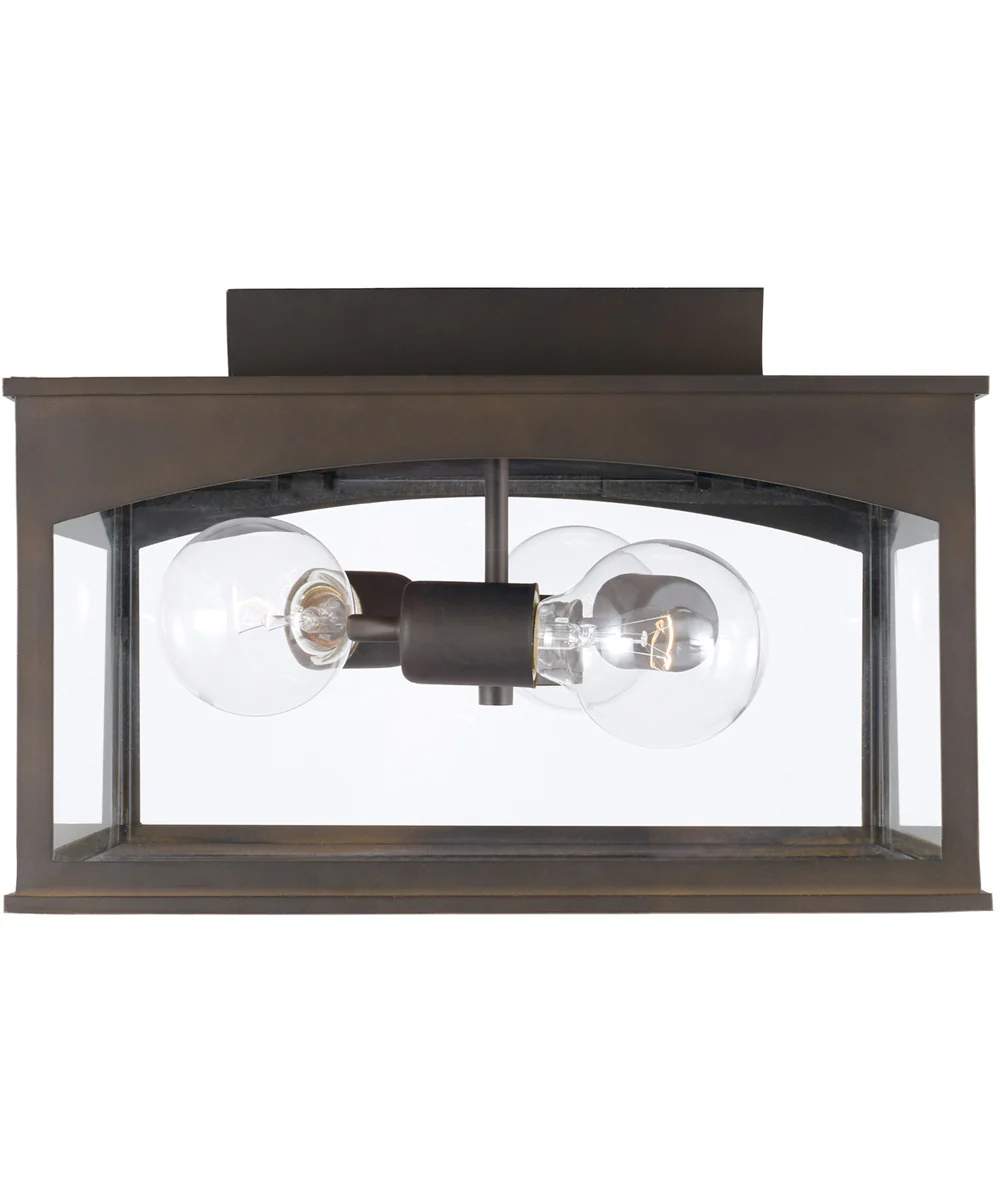 Burton 3-Light Outdoor Flush Rain or Shine - Oiled Bronze