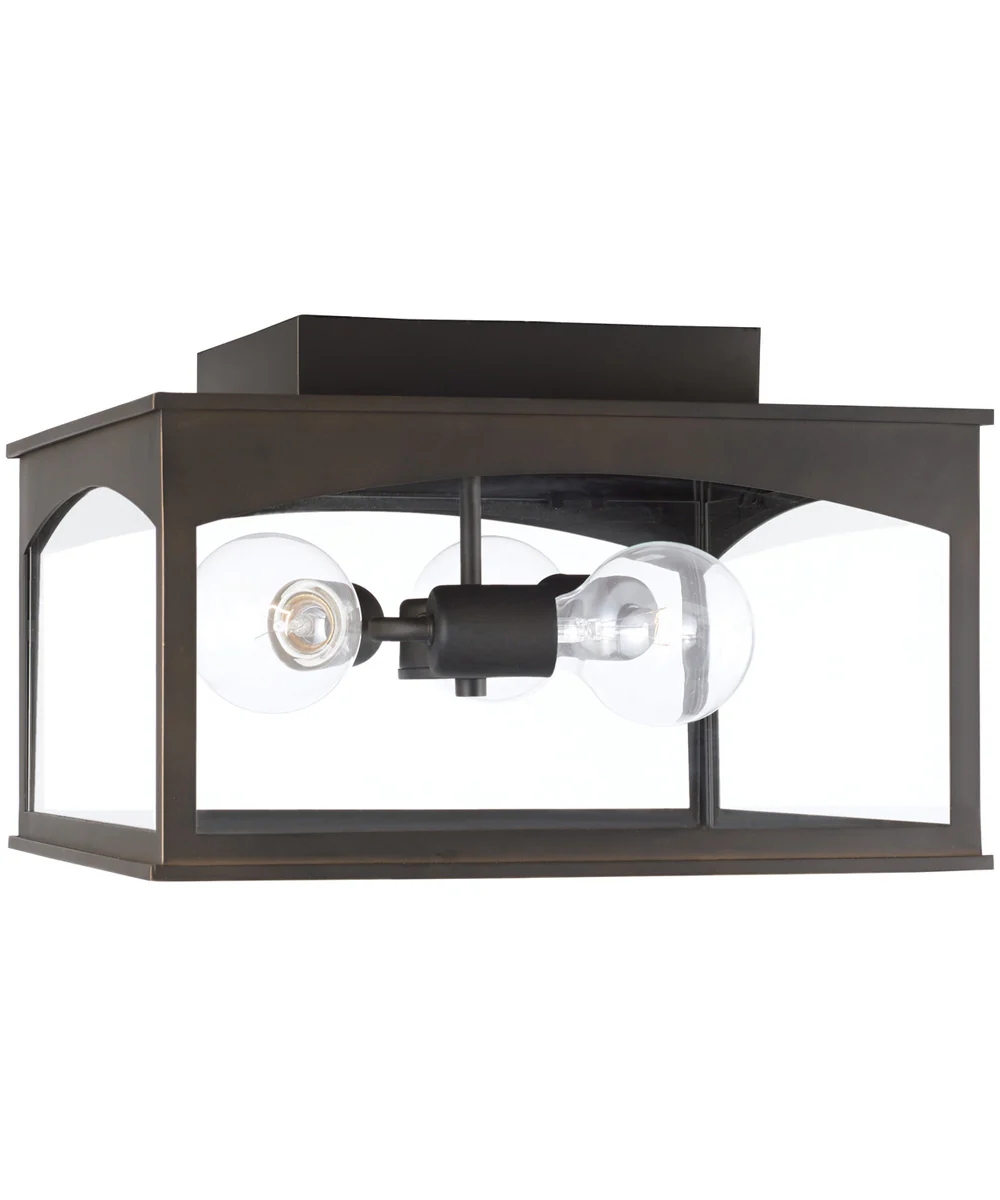Burton 3-Light Outdoor Flush Rain or Shine - Oiled Bronze - Image 3