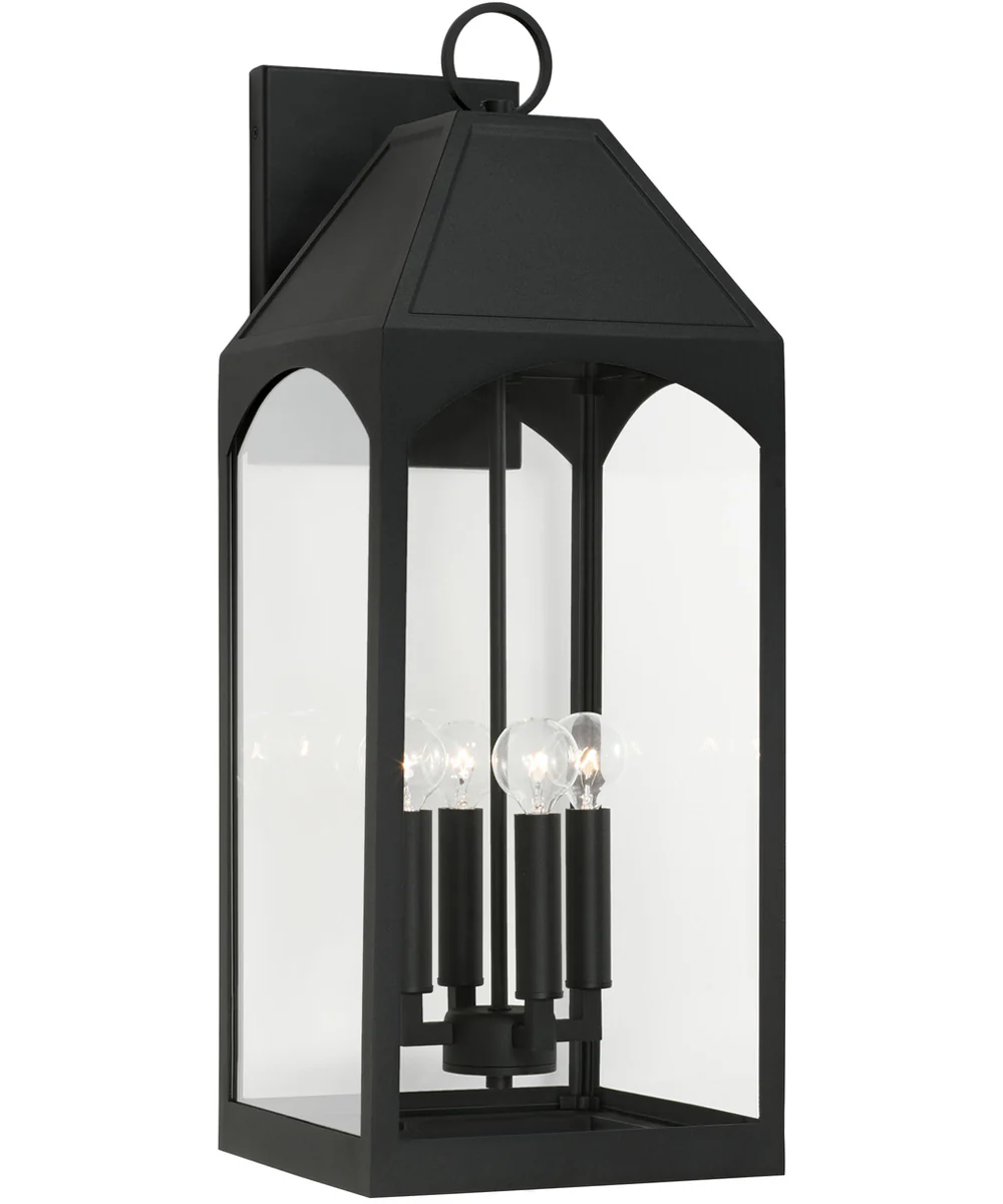 Burton 4-Light Outdoor Wall-Lantern Rain or Shine - Black