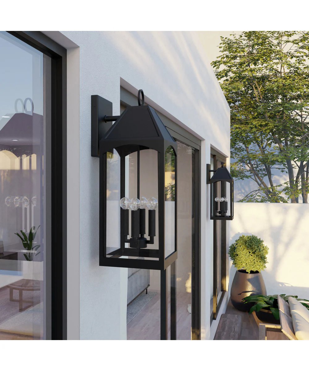 Burton 4-Light Outdoor Wall-Lantern Rain or Shine - Black - Image 2
