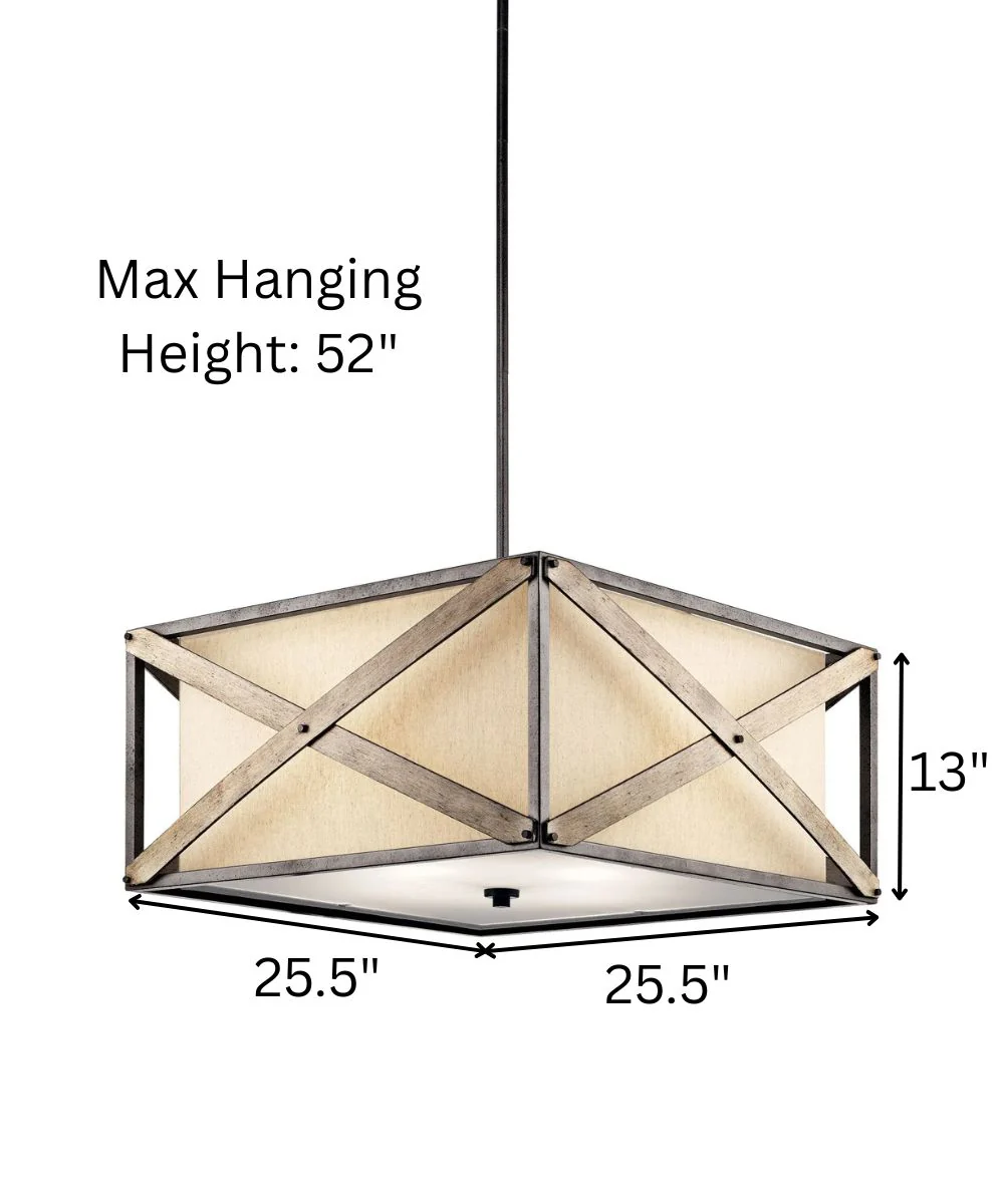 Cahoon 26"W 4-Light Anvil Iron Pendant/Semi-Flush Mount Light by Kichler - Image 3