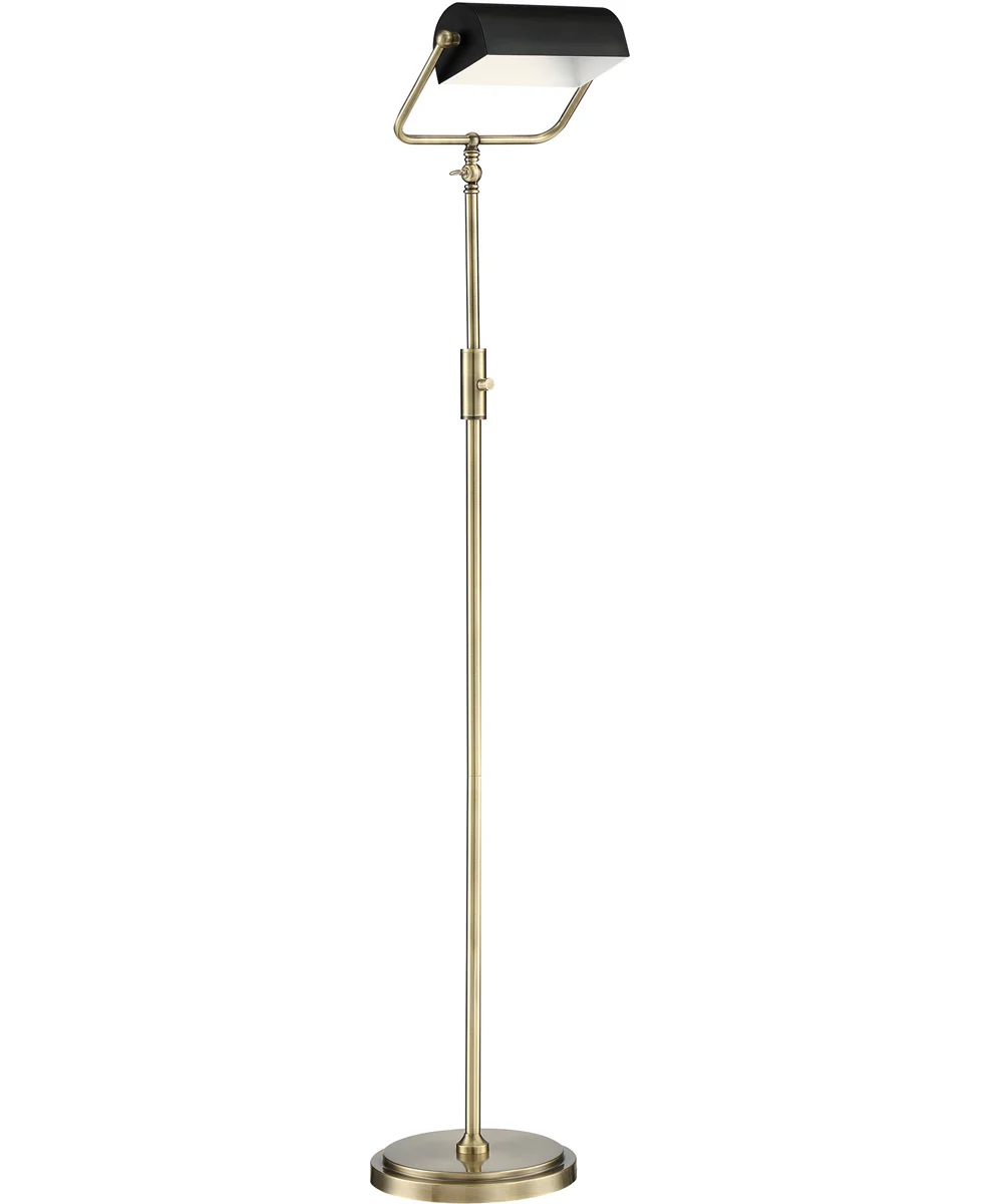 Caileb 1-Light Led Floor Lamp Antique Brass/Black Shade