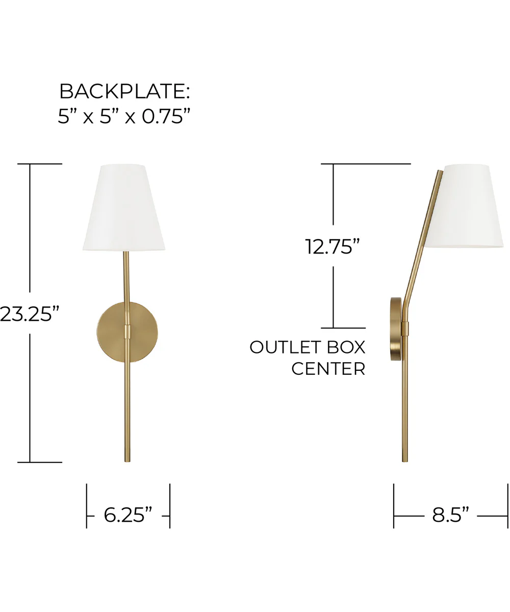 Cami 1-Light Sconce Aged Brass and White - Image 6