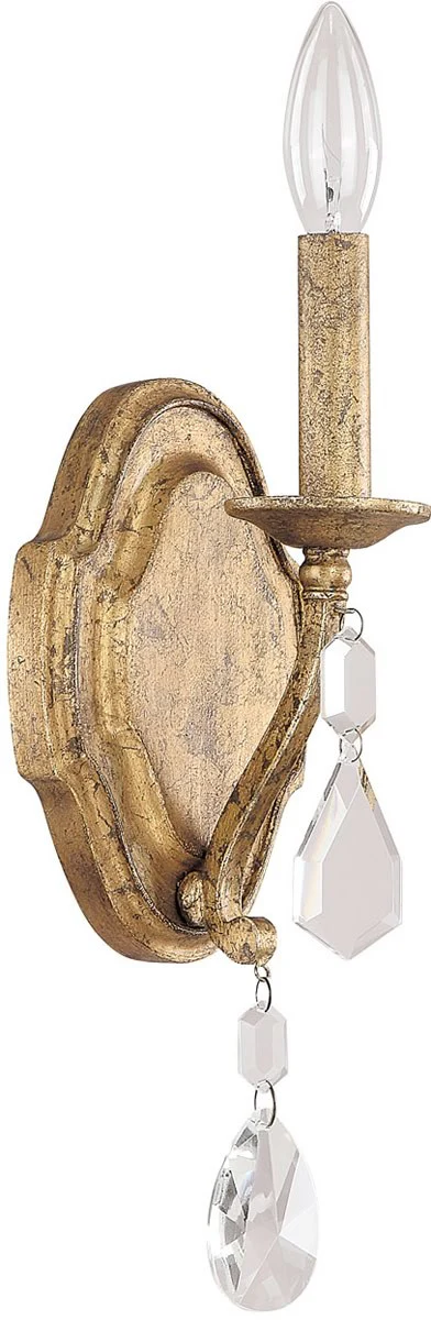 5"W Blakely 1-Light Sconce With Crystals Included Antique Gold