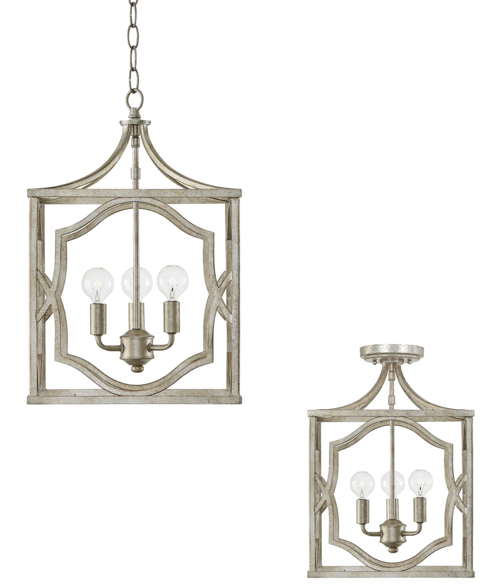 Blakely 3-Light Dual-Mount Pendant/Semi-Flush Mount Foyer Fixture Antique Silver - Image 3