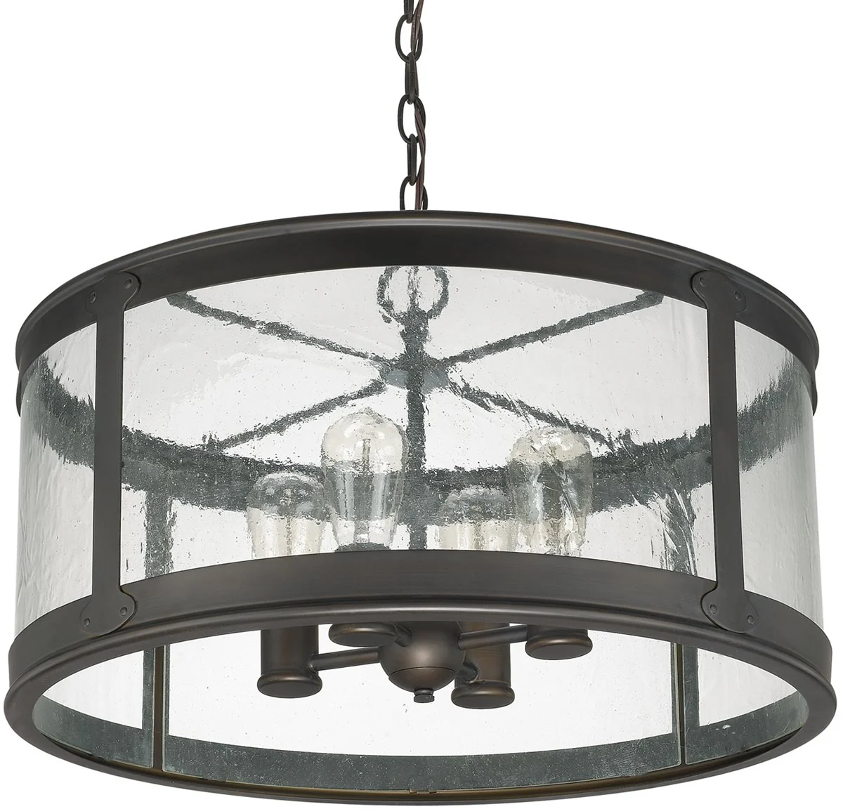 22"W Dylan 4-Light Outdoor Pendant - Damp Rated Old Bronze - Image 3