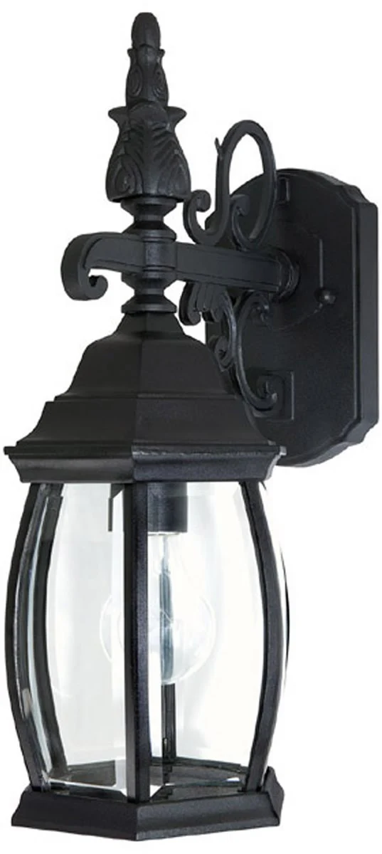 16"H French Country 1-Light Wall Mount Outdoor Lantern Rain or Shine - Black