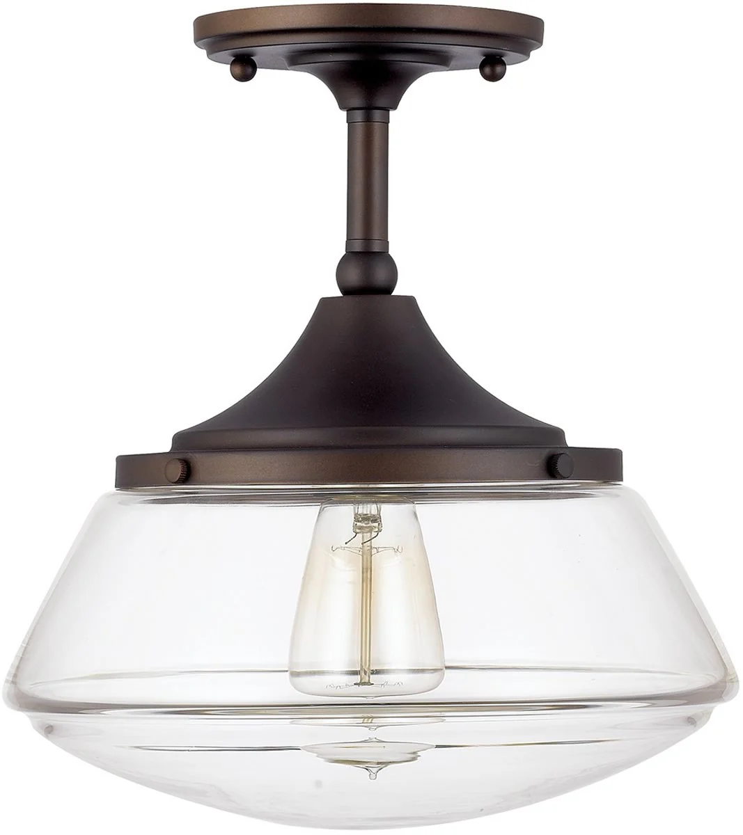 11"W Semi-flush 1-Light Semi-Flush Burnished Bronze