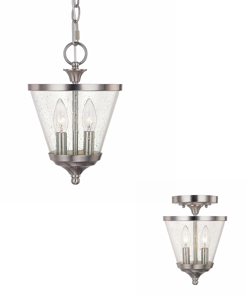 Stanton 2-Light Dual-Mount Pendant/Semi-Flush Mount Foyer Fixture Brushed Nickel - Image 3