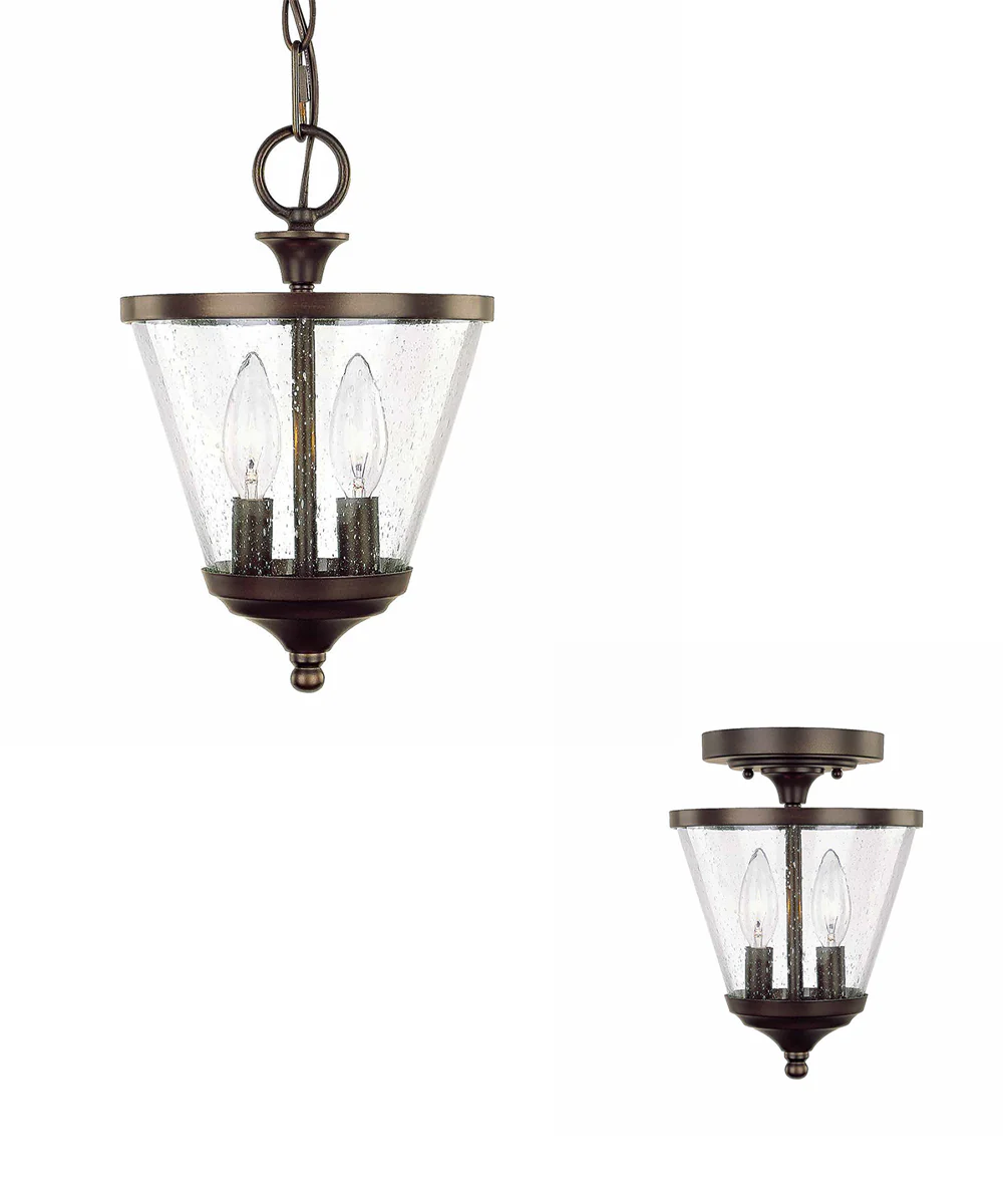Stanton 2-Light Dual-Mount Pendant/Semi-Flush Mount Foyer Fixture Burnished Bronze - Image 3