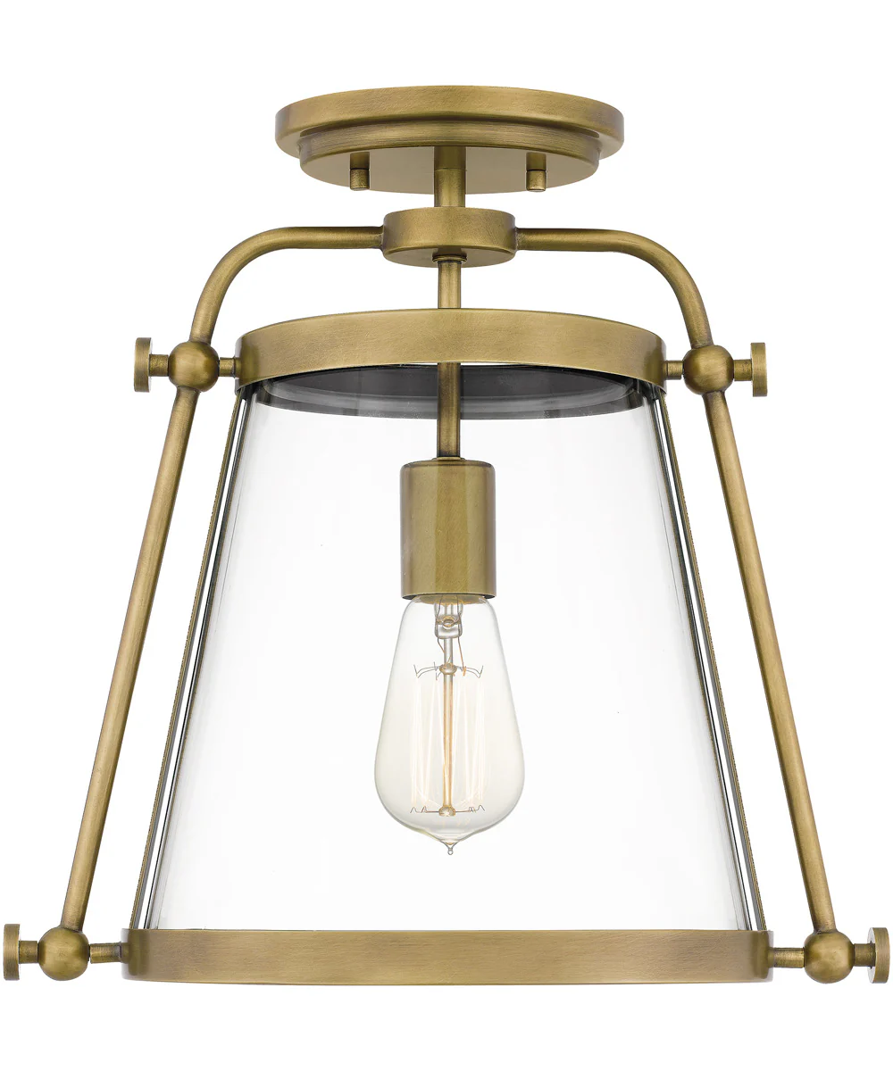 Cardiff 1-light Semi Flush Mount Weathered Brass