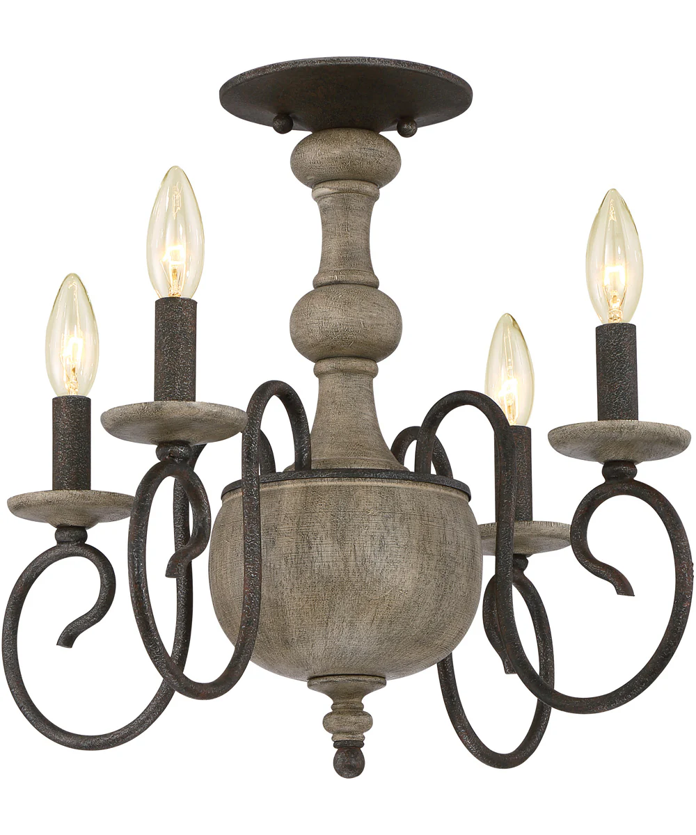 Castile Extra Large 4-light Semi Flush Mount Rustic Black - Image 2