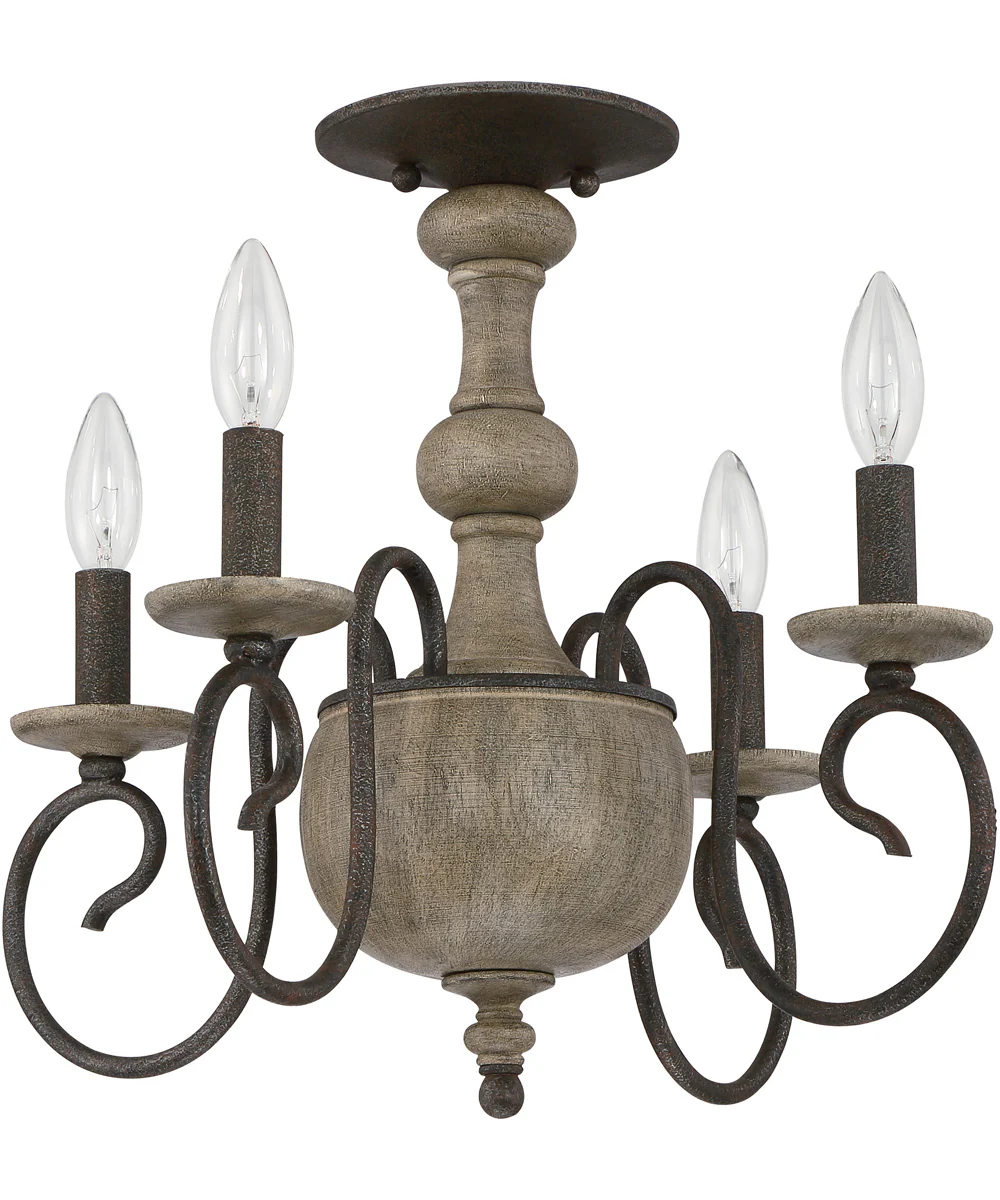 Castile Extra Large 4-light Semi Flush Mount Rustic Black - Image 3