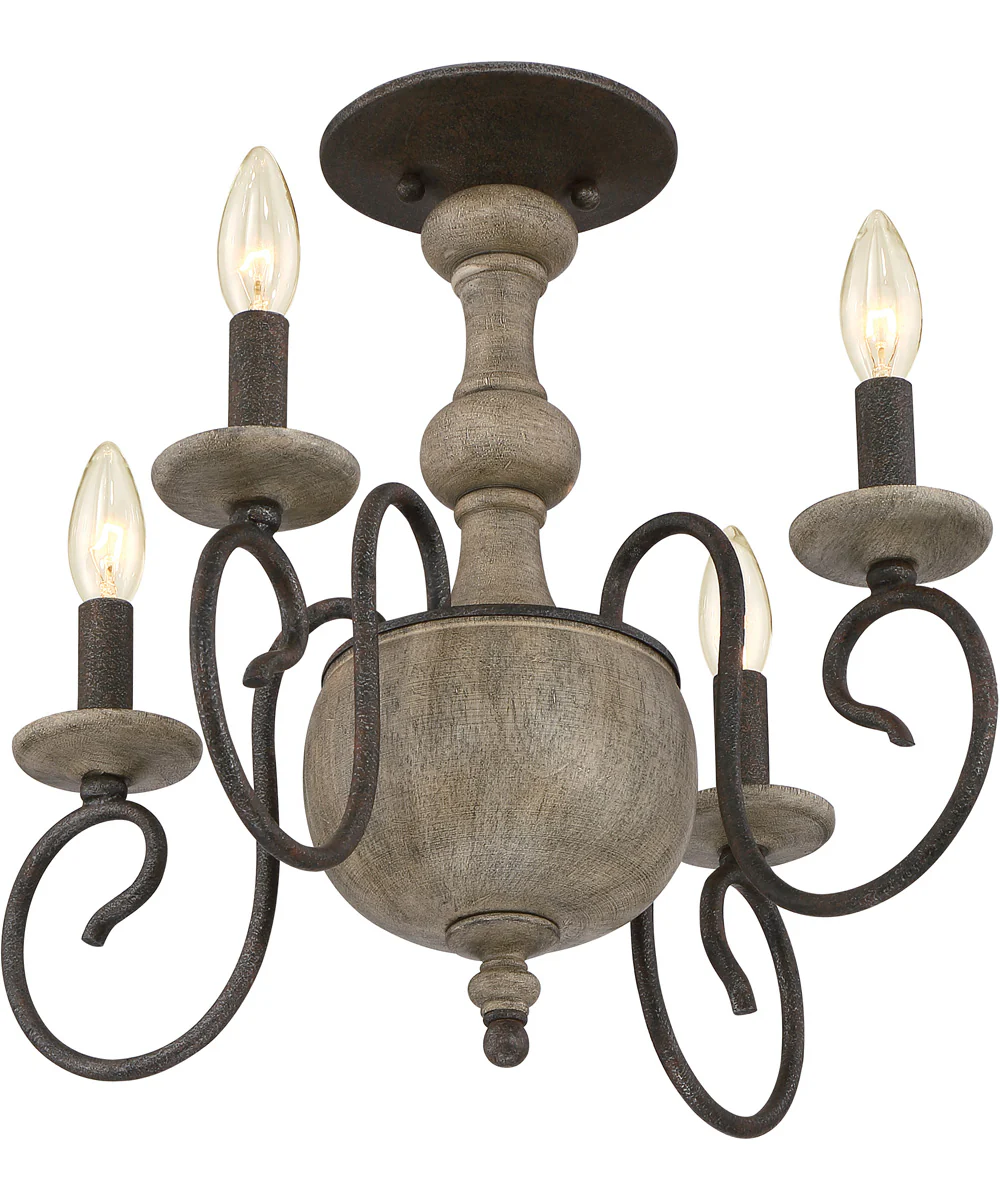 Castile Extra Large 4-light Semi Flush Mount Rustic Black - Image 4