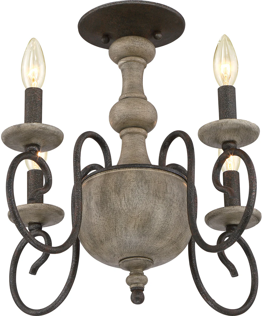 Castile Extra Large 4-light Semi Flush Mount Rustic Black - Image 5