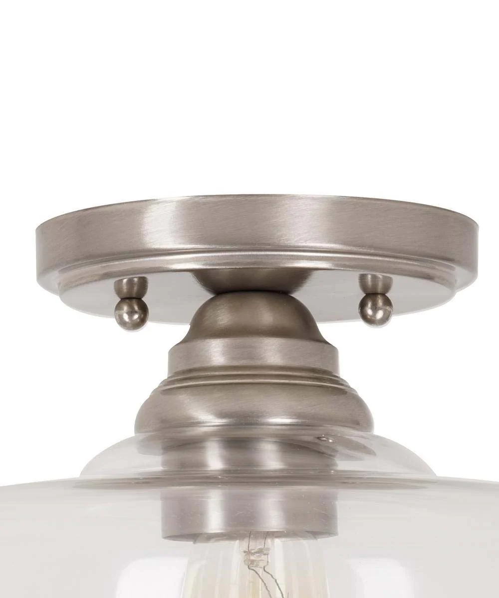 Catalina 13"W 1-Light Semi Flush Mount Vintage Light Fixture Brushed Nickel Finish with Glass Shade - Image 5