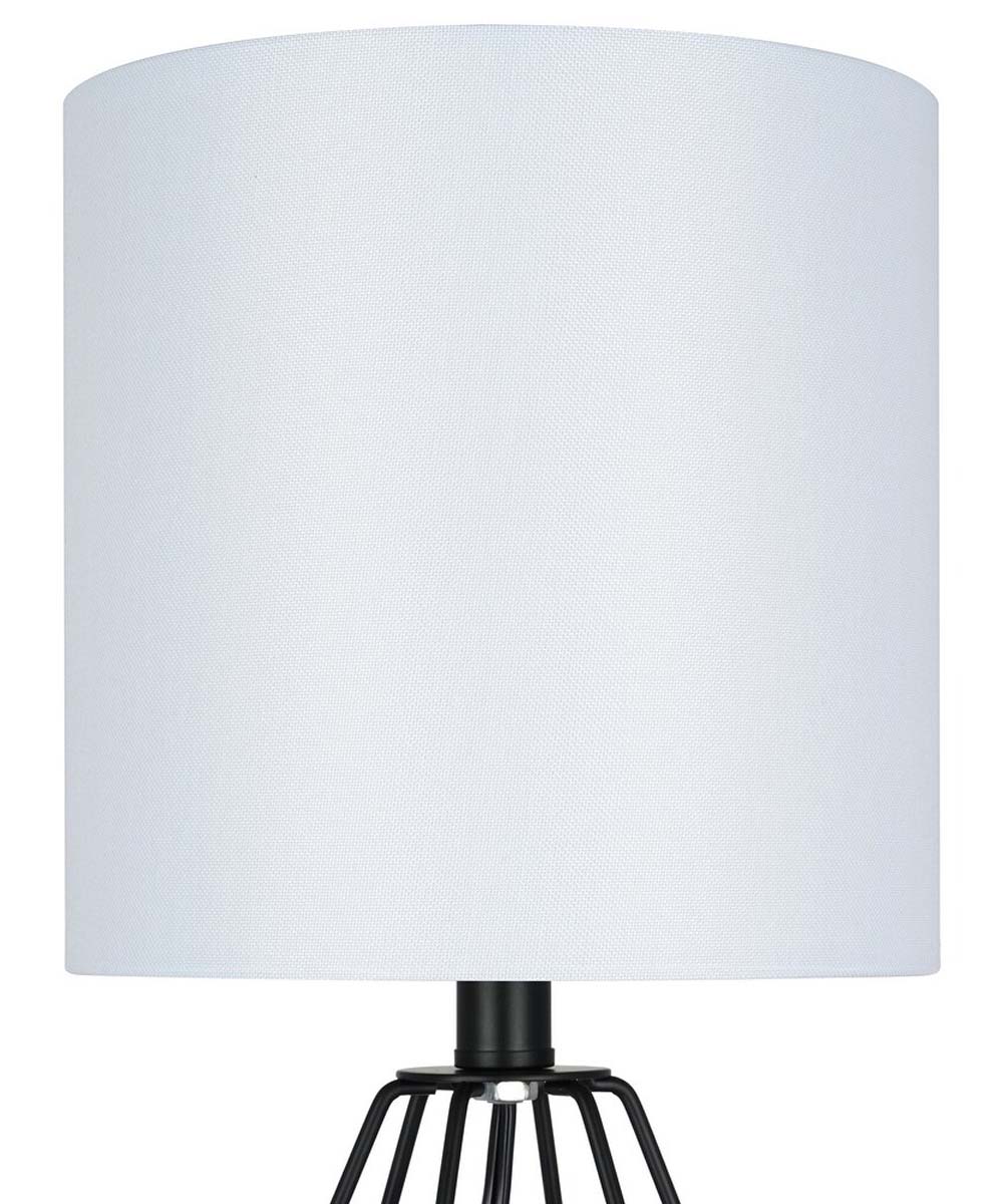Catalina 18"H Metal Geometric Cage Matte Black Finish Table Lamp with White Linen Drum Shade - Image 6