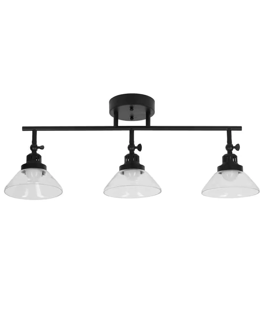 Catalina 23"W 3-Light LED Track Bar Light Fixture, Matte Black with Clear Glass Shades - Image 4