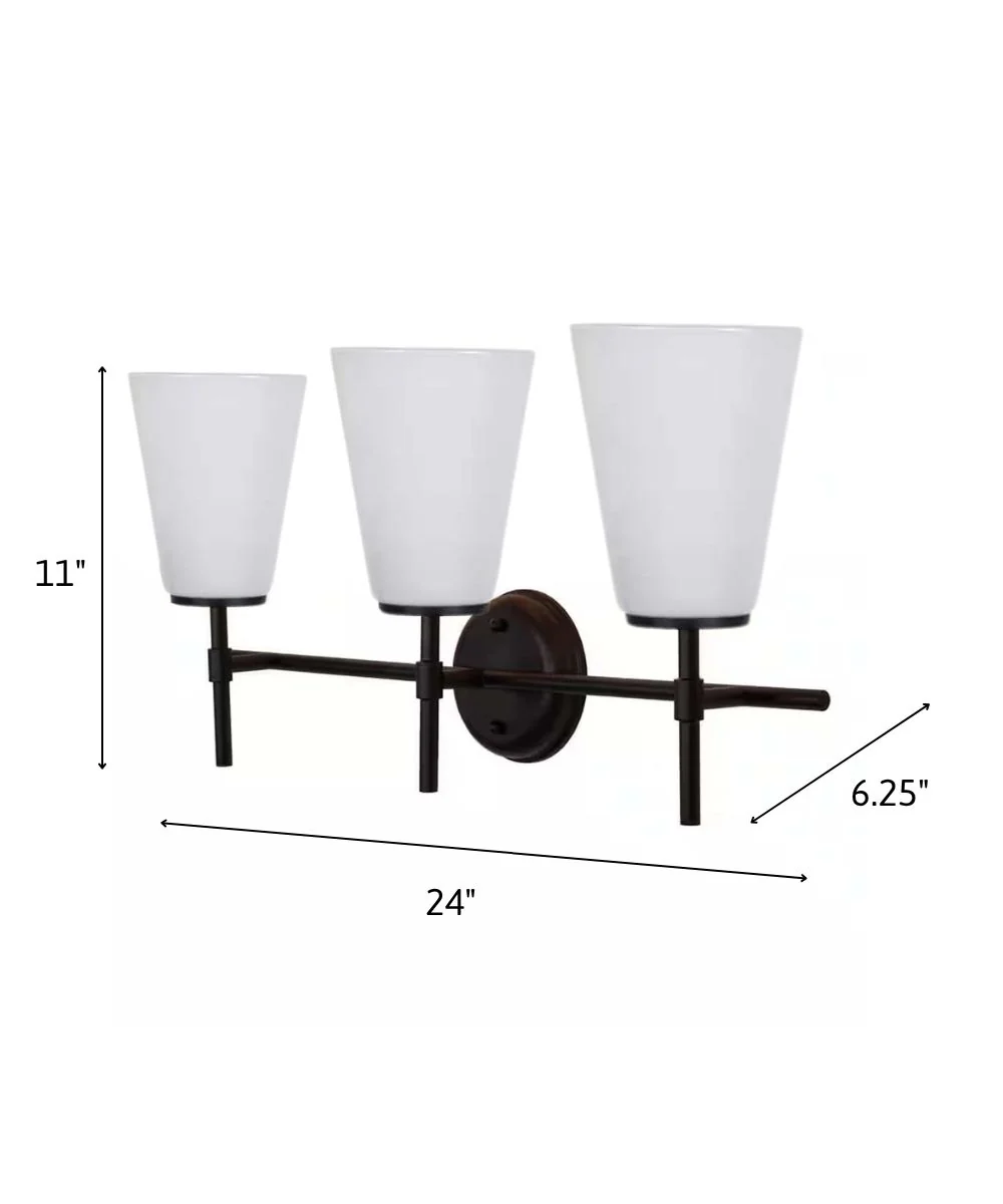 Catalina Pippa 24"W 3-Light Black Finish Vanity Light Fixture with Opal Glass Shades - Image 3