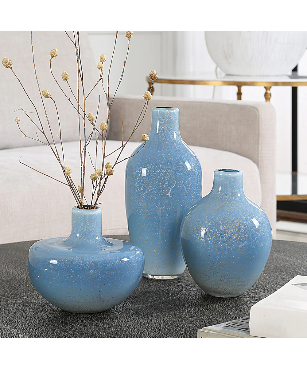 Celestial Frost Blue Vases Set of 3 - Image 2