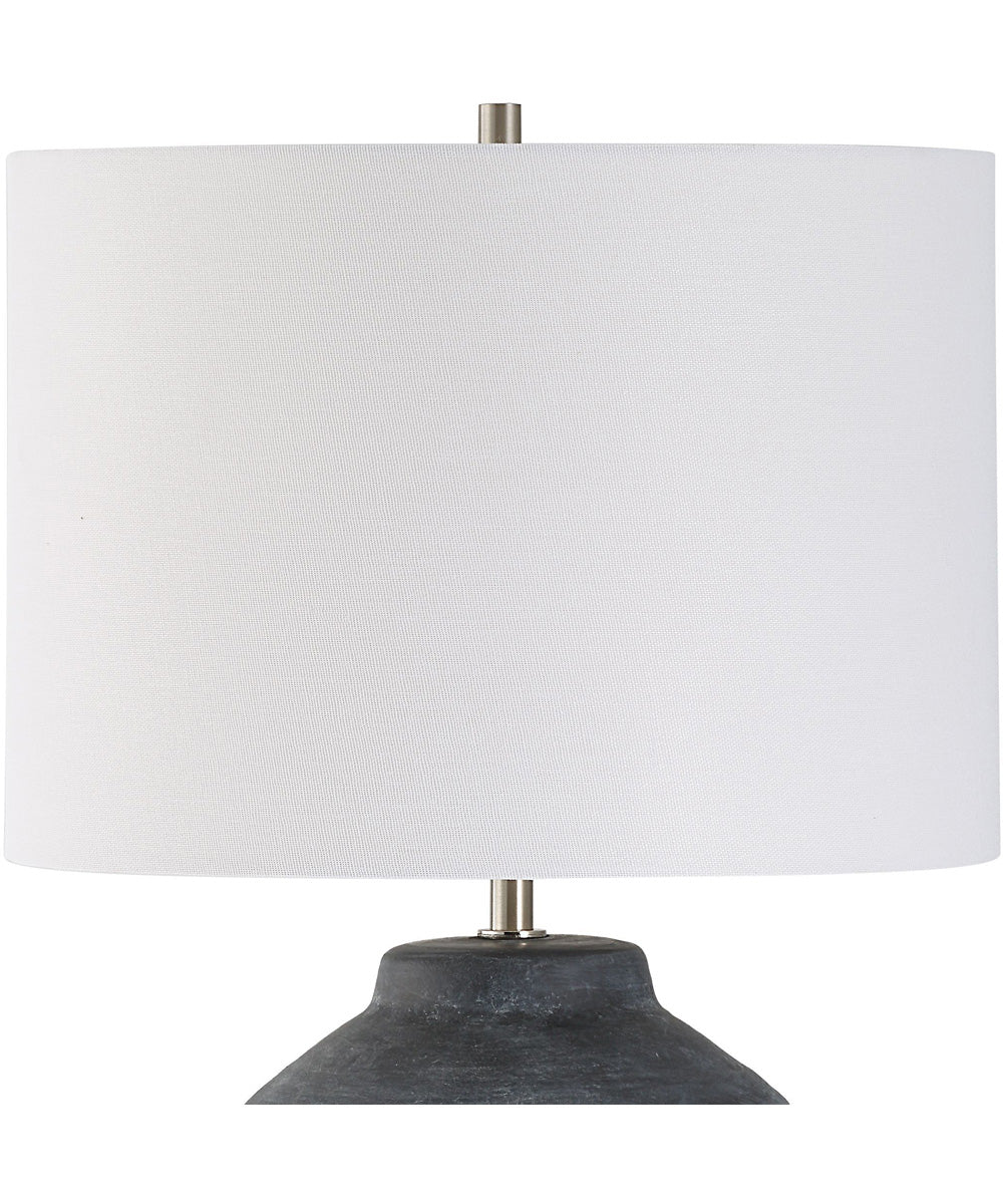 Ceramic Table Lamp in Weathered Black with White Linen - Image 5