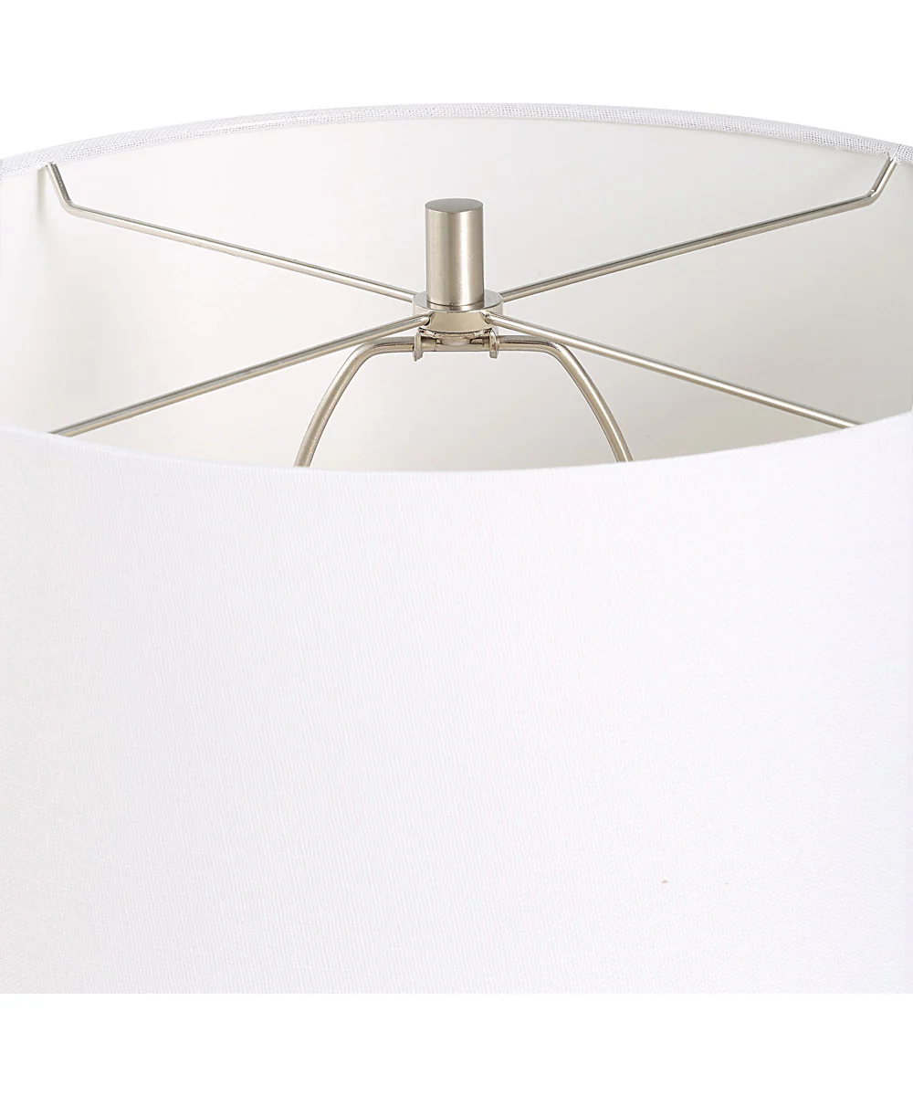 Ceramic Table Lamp in Weathered Black with White Linen - Image 6