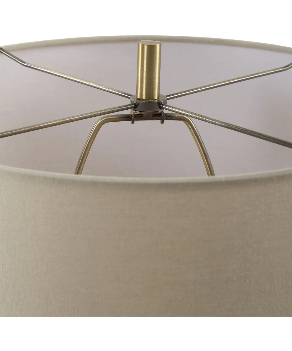 Ceramic Table Lamp with Emerald Green Glaze and Beige Linen - Image 5