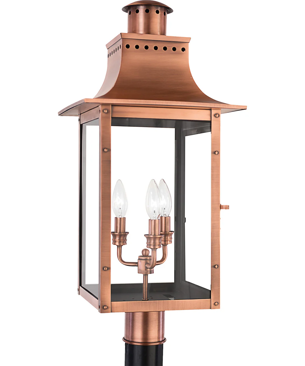 Chalmers Large 3-light Outdoor Post Light Aged Copper - Image 2